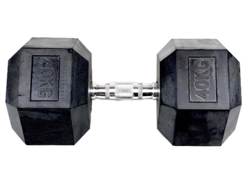 Rubber Hex Dumbbell 40kg